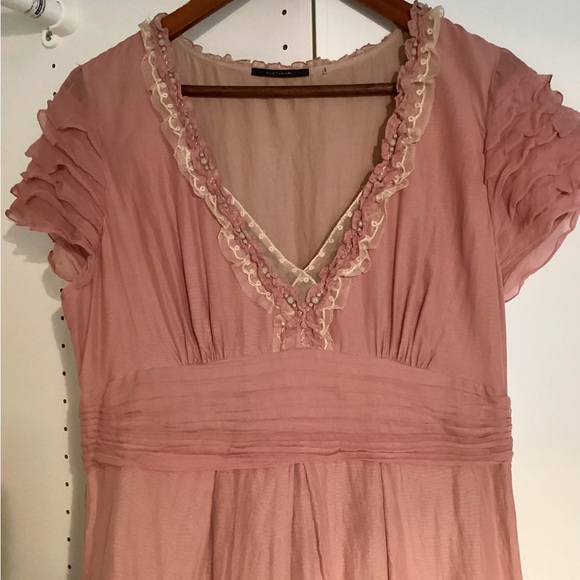 Elie Tahari Dress. Size 12, fits like 8/10. Silk/cottonBaloon bottom beads lace - Picture 3 of 5